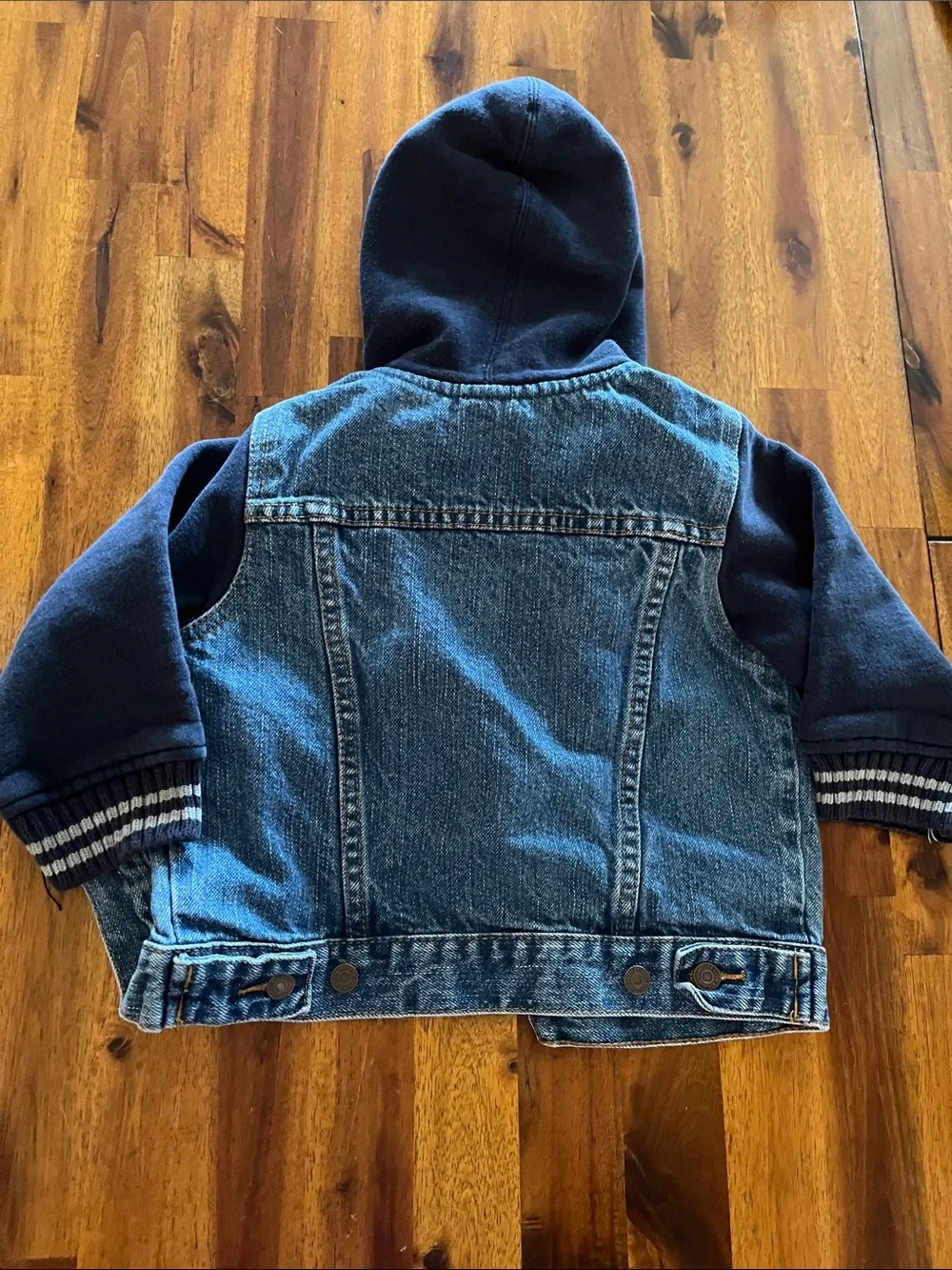 Signature by Levi Strauss Boys Denim Hooded Jacket Fleece Sleeves/Hood 3T Unisex